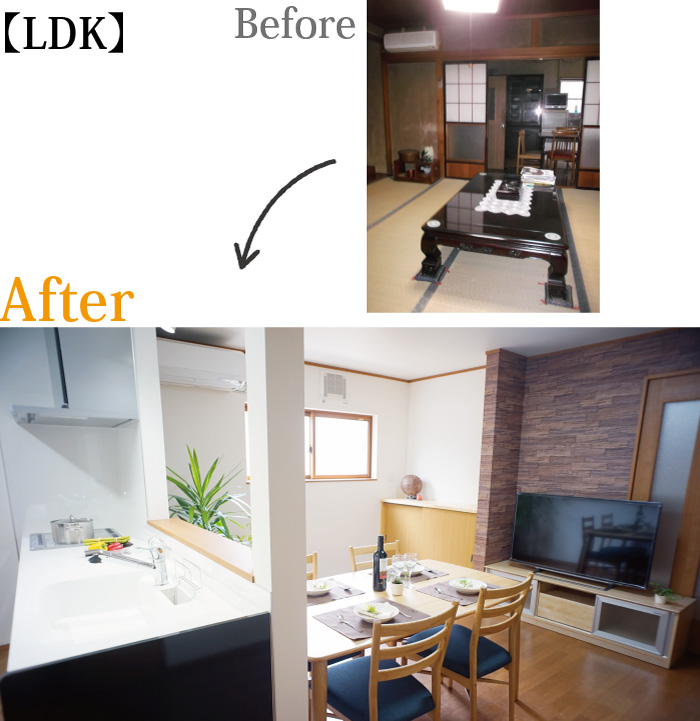 工事事例お客様インタビュー大型改修tK　LDK　和室から洋室へ。